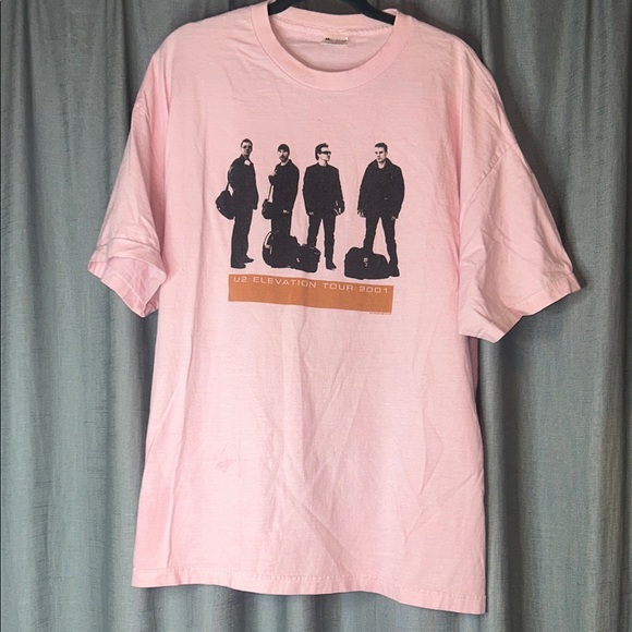 Murina Other - RARE!! 2001 Men's U2 Pink Graphic Band tour T-Shirt